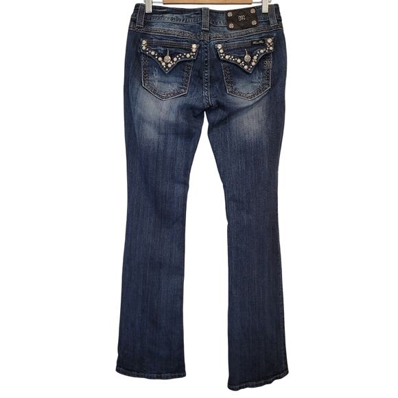 Miss Me Women’s Size 29 Bootcut Jeans Embellished Pockets Blue Denim Rhinestone - Picture 4 of 10